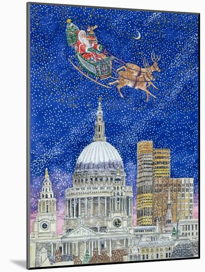 Father Christmas Flying over London-Catherine Bradbury-Mounted Giclee Print