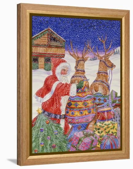 Father Christmas Loading His Sleigh (W/C on Paper)-Catherine Bradbury-Framed Premier Image Canvas