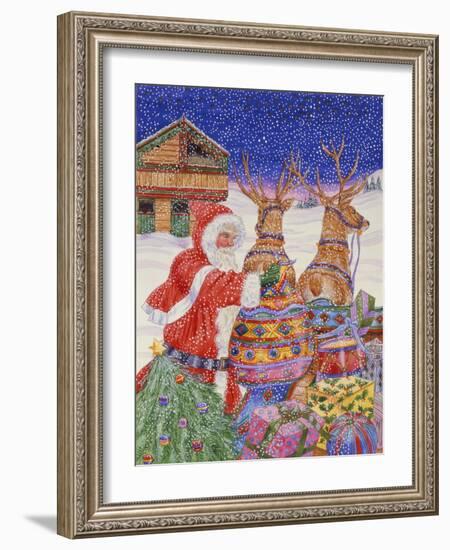 Father Christmas Loading His Sleigh (W/C on Paper)-Catherine Bradbury-Framed Giclee Print