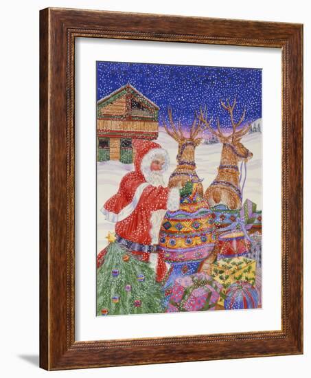 Father Christmas Loading His Sleigh (W/C on Paper)-Catherine Bradbury-Framed Giclee Print