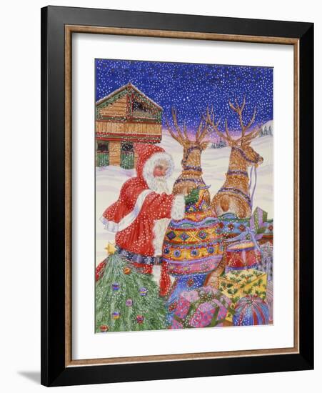 Father Christmas Loading His Sleigh (W/C on Paper)-Catherine Bradbury-Framed Giclee Print