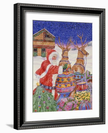 Father Christmas Loading His Sleigh (W/C on Paper)-Catherine Bradbury-Framed Giclee Print