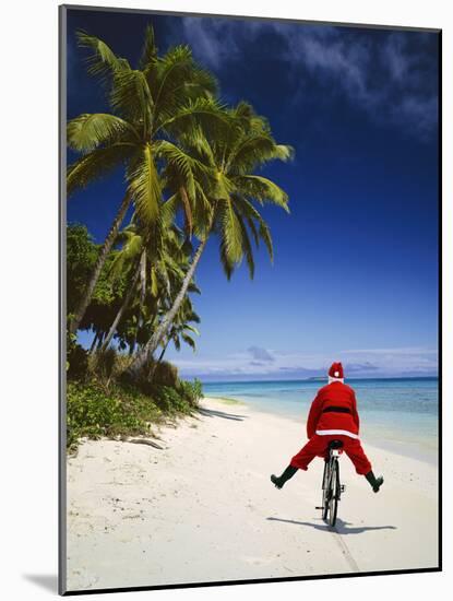 Father Christmas on Bicycle-null-Mounted Photographic Print