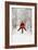 Father Christmas Riding Bicycle in Snowy Woodland Path-null-Framed Photographic Print