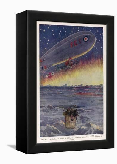 Father Christmas Uses an Airship to Deliver Presents-null-Framed Stretched Canvas