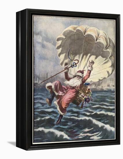 Father Christmas with a Parachute-null-Framed Stretched Canvas