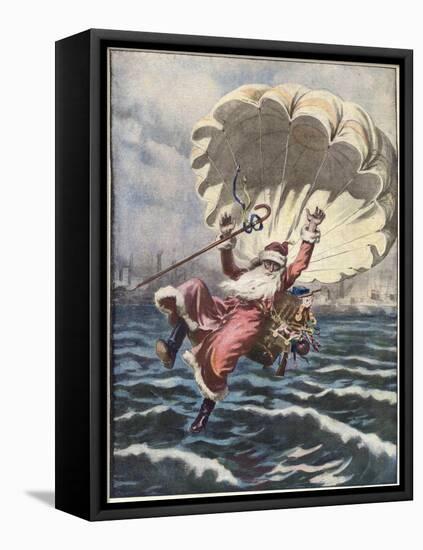 Father Christmas with a Parachute-null-Framed Stretched Canvas