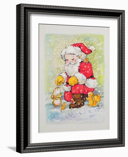 Father Christmas with Animals-Diane Matthes-Framed Giclee Print