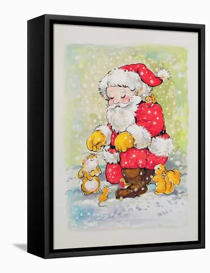 Father Christmas with Animals-Diane Matthes-Framed Premier Image Canvas
