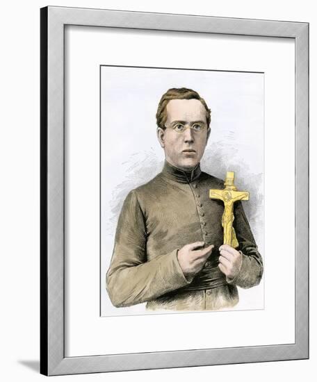 Father Damien, Missionary to the Leper Colony in Hawaii, 1800s-null-Framed Giclee Print