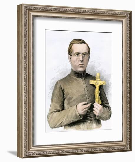 Father Damien, Missionary to the Leper Colony in Hawaii, 1800s-null-Framed Giclee Print