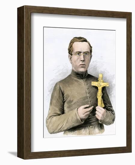 Father Damien, Missionary to the Leper Colony in Hawaii, 1800s-null-Framed Giclee Print