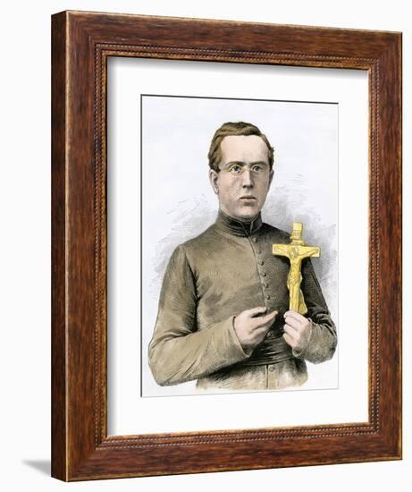 Father Damien, Missionary to the Leper Colony in Hawaii, 1800s-null-Framed Giclee Print