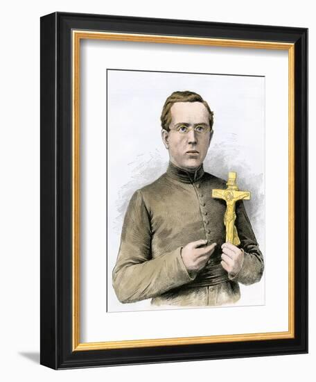 Father Damien, Missionary to the Leper Colony in Hawaii, 1800s-null-Framed Giclee Print