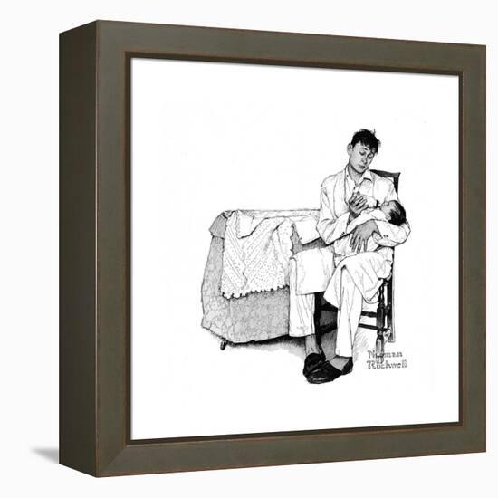 Father Feeding Infant-Norman Rockwell-Framed Premier Image Canvas