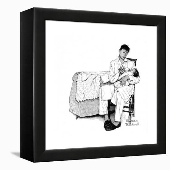 Father Feeding Infant-Norman Rockwell-Framed Premier Image Canvas