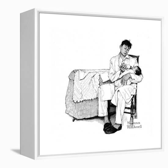 Father Feeding Infant-Norman Rockwell-Framed Premier Image Canvas