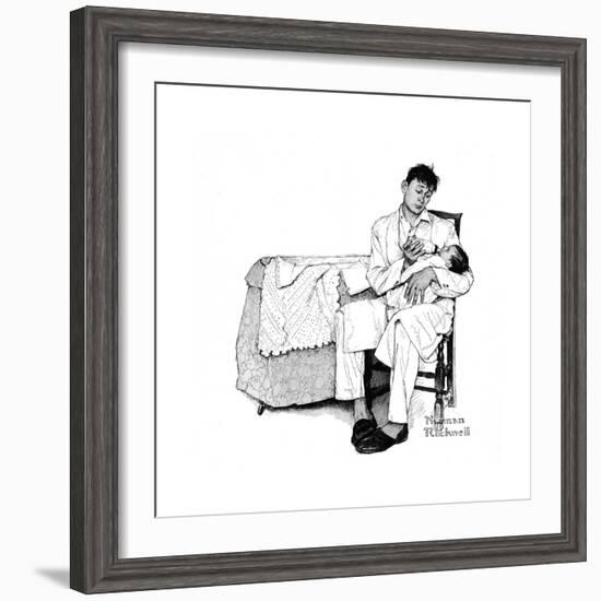 Father Feeding Infant-Norman Rockwell-Framed Giclee Print