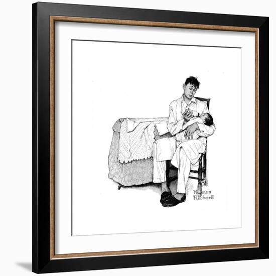 Father Feeding Infant-Norman Rockwell-Framed Giclee Print