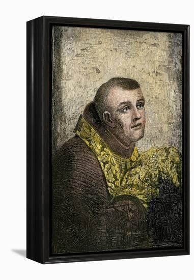 Father Junipero Serra, Franciscan Missionary to California, 1700s-null-Framed Premier Image Canvas