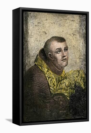 Father Junipero Serra, Franciscan Missionary to California, 1700s-null-Framed Premier Image Canvas