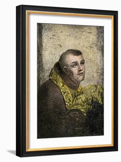 Father Junipero Serra, Franciscan Missionary to California, 1700s-null-Framed Giclee Print