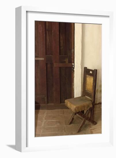 Father Junipero Serra's Chair in His Personal Quarters at San Diego Mission, Which He Founded 1769-null-Framed Photographic Print