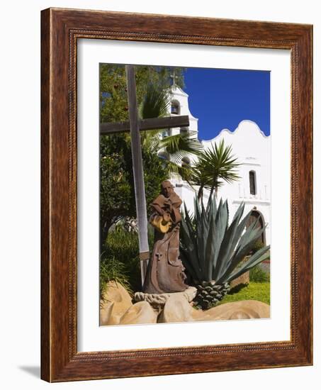 Father Junipero Serra Statue, Mission Basilica San Diego De Alcala, San Diego, California-null-Framed Photographic Print