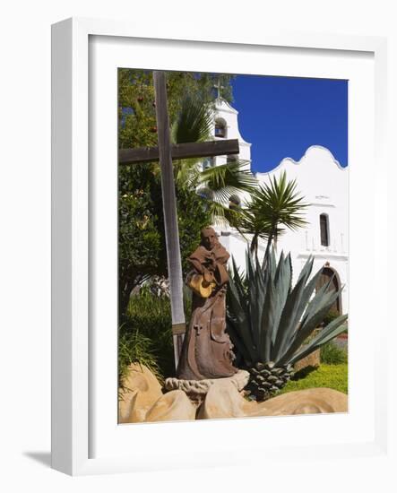 Father Junipero Serra Statue, Mission Basilica San Diego De Alcala, San Diego, California-null-Framed Photographic Print