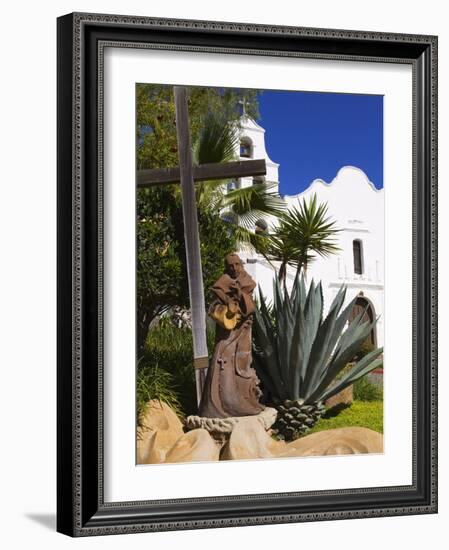 Father Junipero Serra Statue, Mission Basilica San Diego De Alcala, San Diego, California-null-Framed Photographic Print