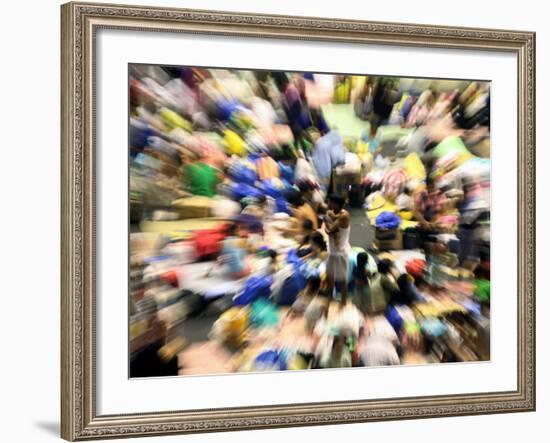 Father Kisses His Child Amidst Thousands of Evacuees Still Housed in a Gymnasium, Philippines-null-Framed Photographic Print