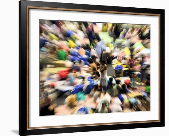 Father Kisses His Child Amidst Thousands of Evacuees Still Housed in a Gymnasium, Philippines-null-Framed Photographic Print