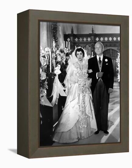 FATHER OF THE BRIDE, 1950 directed by VINCENTE MINNELLI Elizabeth Taylor / Spencer Tracy (b/w photo-null-Framed Stretched Canvas