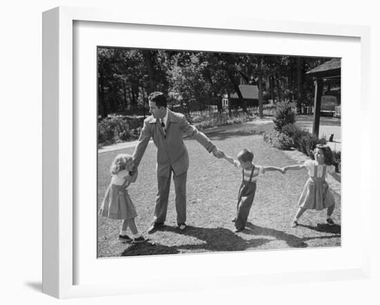 Father Playing in Yard with His Children-Wallace Kirkland-Framed Photographic Print