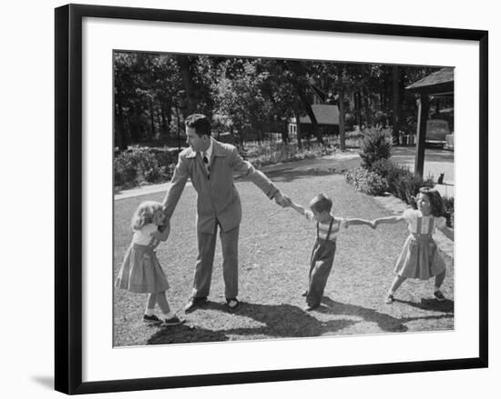 Father Playing in Yard with His Children-Wallace Kirkland-Framed Photographic Print