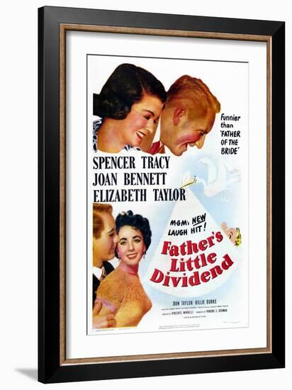 Father's Little Dividend, Joan Bennett, Spencer Tracy, Don Taylor, Elizabeth Taylor, 1951-null-Framed Premium Giclee Print