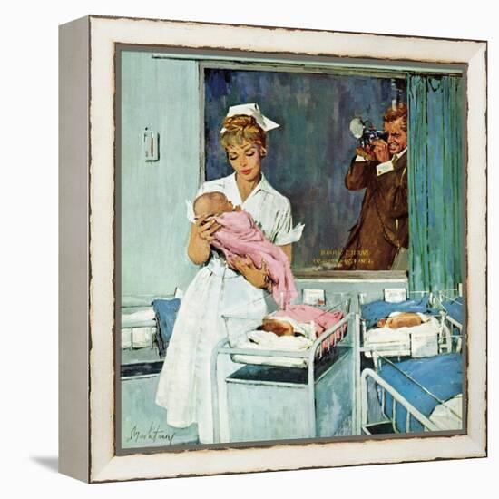 "Father Takes Picture of Baby in Hospital," March 11, 1961-M. Coburn Whitmore-Framed Premier Image Canvas