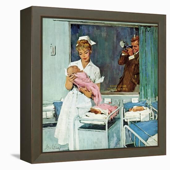 "Father Takes Picture of Baby in Hospital," March 11, 1961-M. Coburn Whitmore-Framed Premier Image Canvas