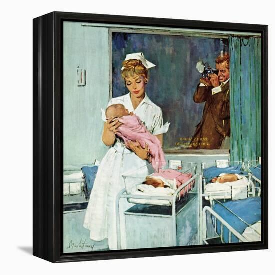 "Father Takes Picture of Baby in Hospital," March 11, 1961-M. Coburn Whitmore-Framed Premier Image Canvas