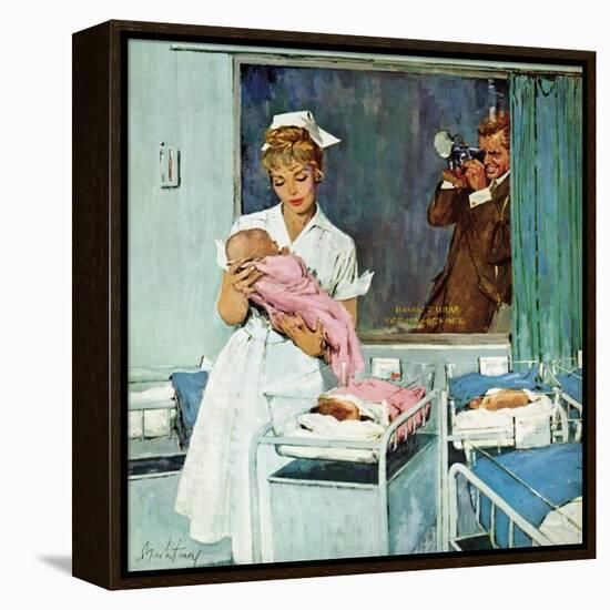 "Father Takes Picture of Baby in Hospital," March 11, 1961-M. Coburn Whitmore-Framed Premier Image Canvas