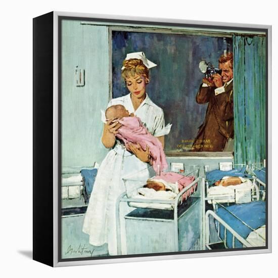 "Father Takes Picture of Baby in Hospital," March 11, 1961-M. Coburn Whitmore-Framed Premier Image Canvas