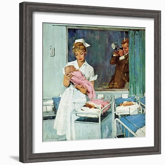 "Father Takes Picture of Baby in Hospital," March 11, 1961-M. Coburn Whitmore-Framed Giclee Print