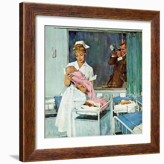 "Father Takes Picture of Baby in Hospital," March 11, 1961-M. Coburn Whitmore-Framed Giclee Print