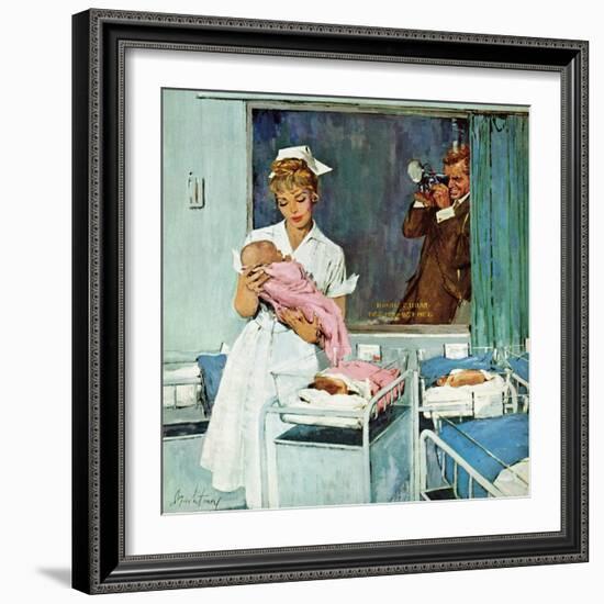 "Father Takes Picture of Baby in Hospital," March 11, 1961-M. Coburn Whitmore-Framed Giclee Print