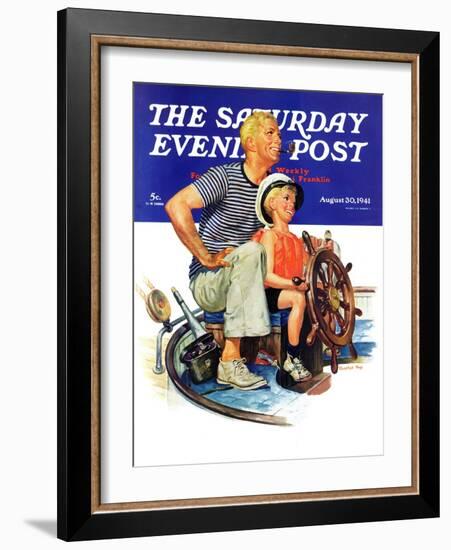 "Father Teaching Son to Sail," Saturday Evening Post Cover, August 30, 1941-Charles Dye-Framed Giclee Print