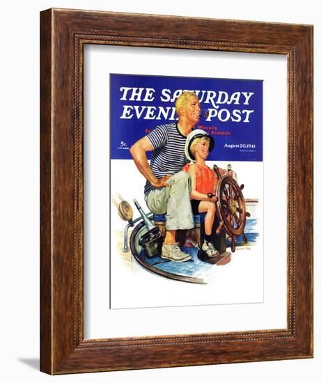 "Father Teaching Son to Sail," Saturday Evening Post Cover, August 30, 1941-Charles Dye-Framed Giclee Print