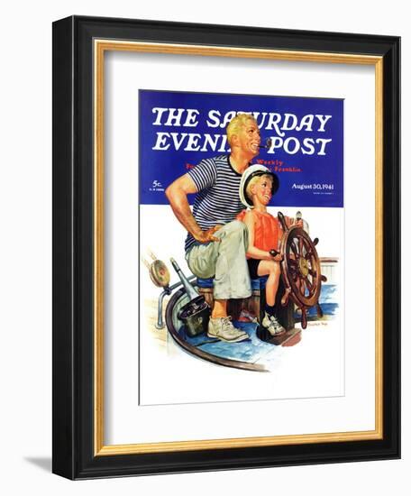 "Father Teaching Son to Sail," Saturday Evening Post Cover, August 30, 1941-Charles Dye-Framed Giclee Print