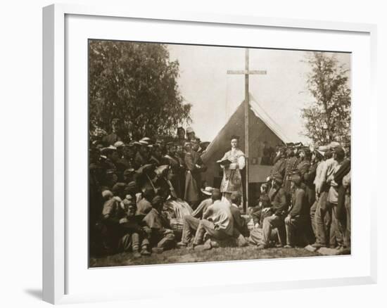 Father Thomas H. Mooney Leading Sunday Mass, 69th New York Infantry Regiment, 1861-Mathew Brady-Framed Giclee Print