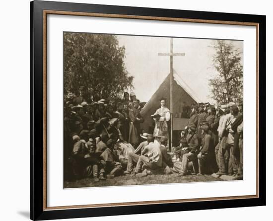 Father Thomas H. Mooney Leading Sunday Mass, 69th New York Infantry Regiment, 1861-Mathew Brady-Framed Giclee Print