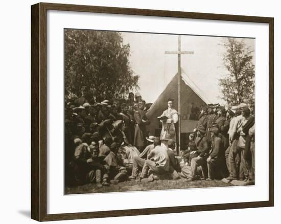 Father Thomas H. Mooney Leading Sunday Mass, 69th New York Infantry Regiment, 1861-Mathew Brady-Framed Giclee Print